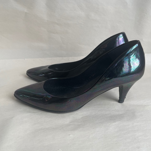 Pedro Garcia Black/Multicolor/Green Pointed Toe Patents Leather Heels Pumps 8.5 - Picture 5 of 14